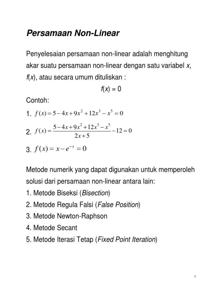 Persamaan Non Linier Pdf