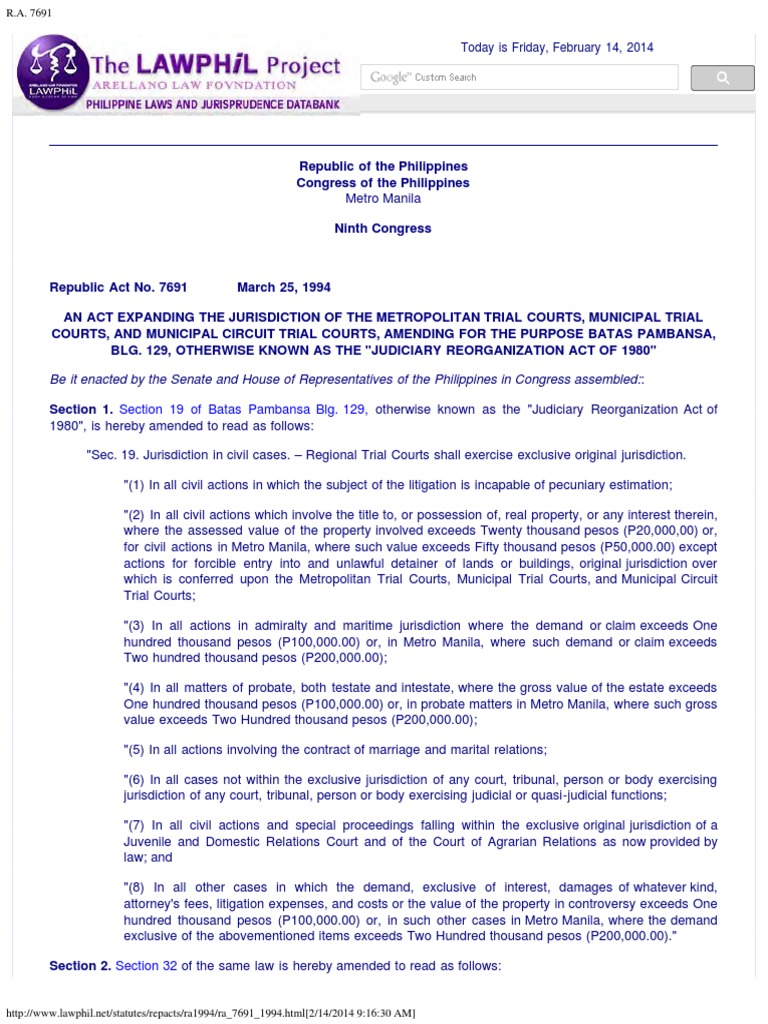 Section 19 of Batas Pambansa Blg. 129 | PDF | Constitutional Law ...