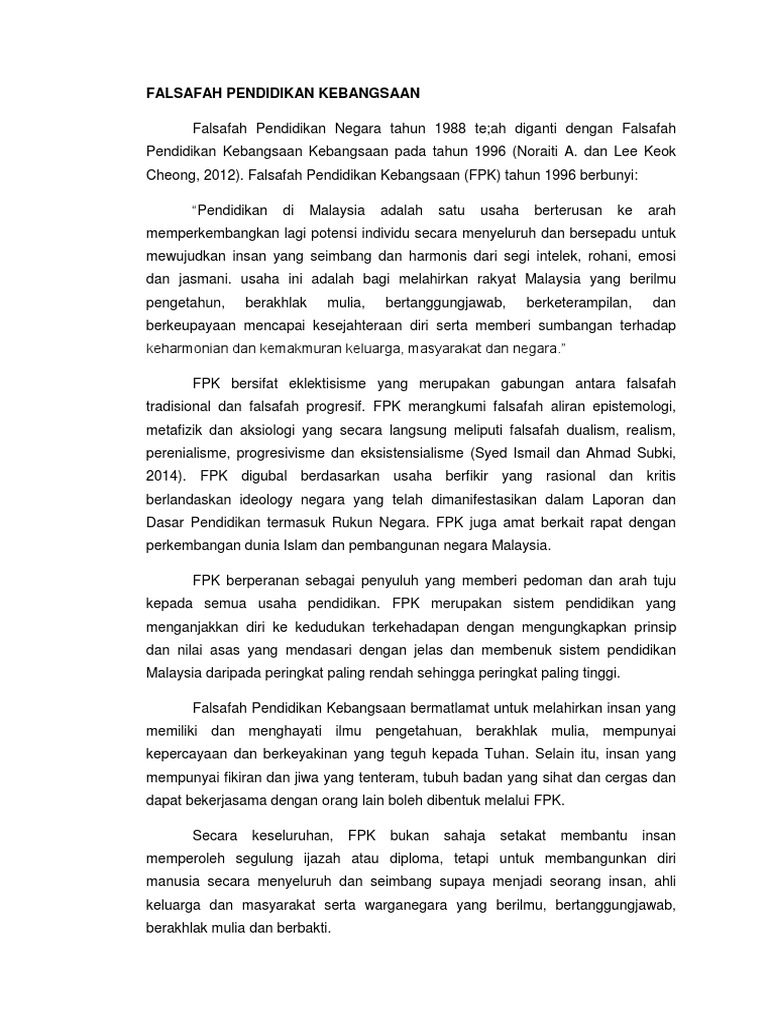 Falsafah Pendidikan Kebangsaan  PDF