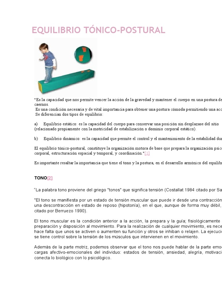 Equilibrio Tónico Pdf Atención Aprendizaje