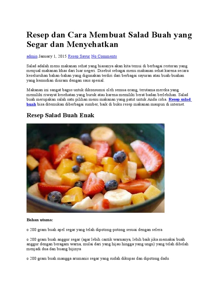 Proses membuat salad buah dengan bahan-bahan yang sudah dipersiapkan