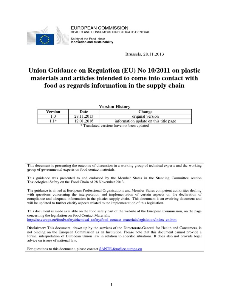 Cs FCM Plastic-Guidance 201110 Reg en | PDF | Regulatory Compliance ...
