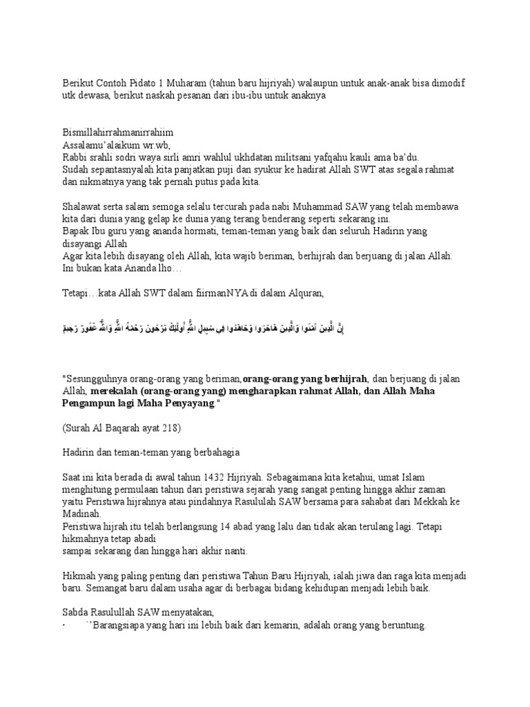Berikut Contoh Pidato 1 Muharam