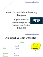 Clean & Lean Manufacturing Program: Raymond Mcevoy Manufacturing Excellence National Lean Seminar 20 Oct 2005