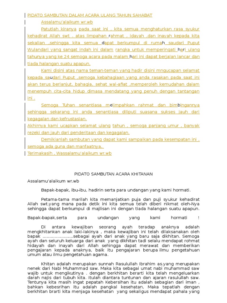 Pidato Sambutan Dalam Acara Ulang Tahun Sahabat Pdf