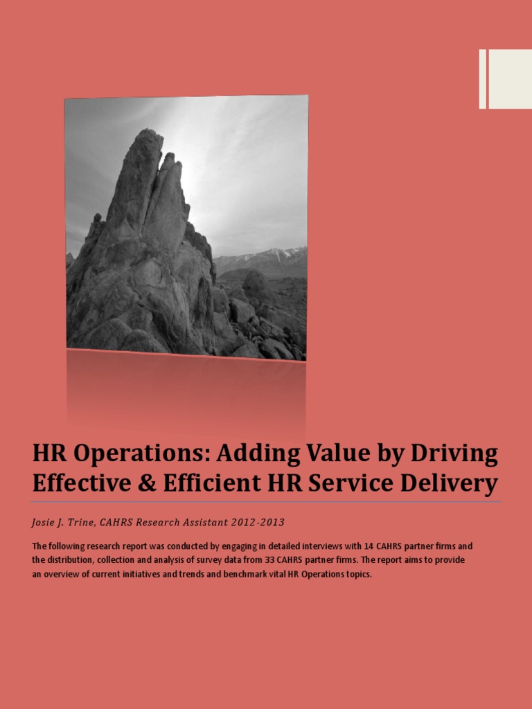 HR Operations: Adding Value by Driving Effective & Efficient HR Service ...