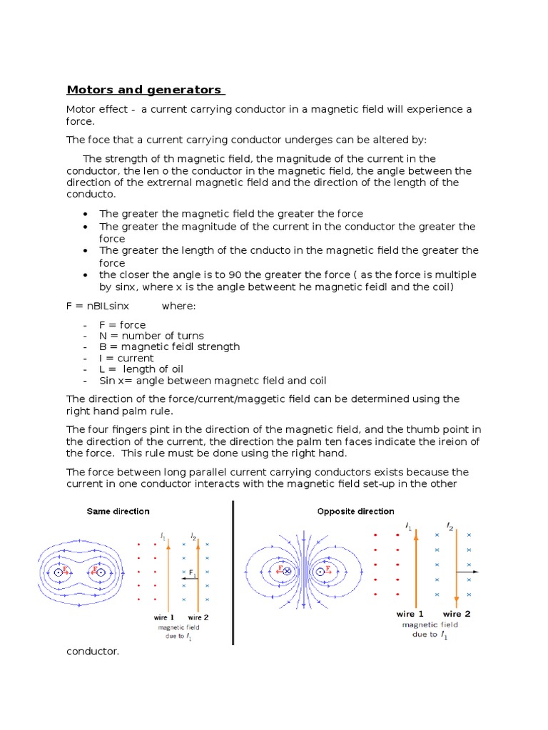 Motors and Generator Notes PDF Alternating Current