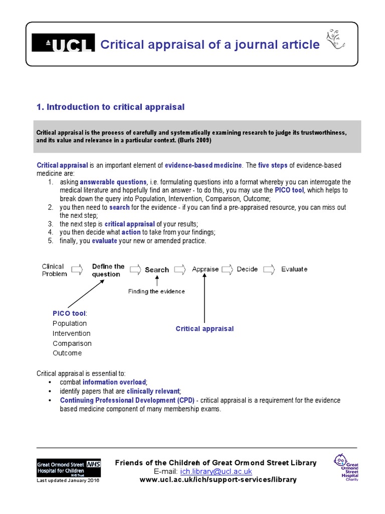 Critical Appraisal | PDF | Evidence Based Medicine | Randomized ...