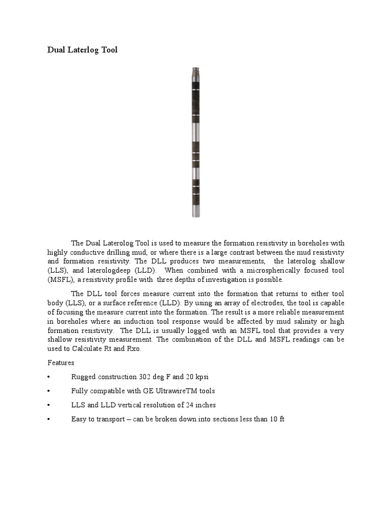 Dual Laterolog Tool for Borehole Resistivity | PDF