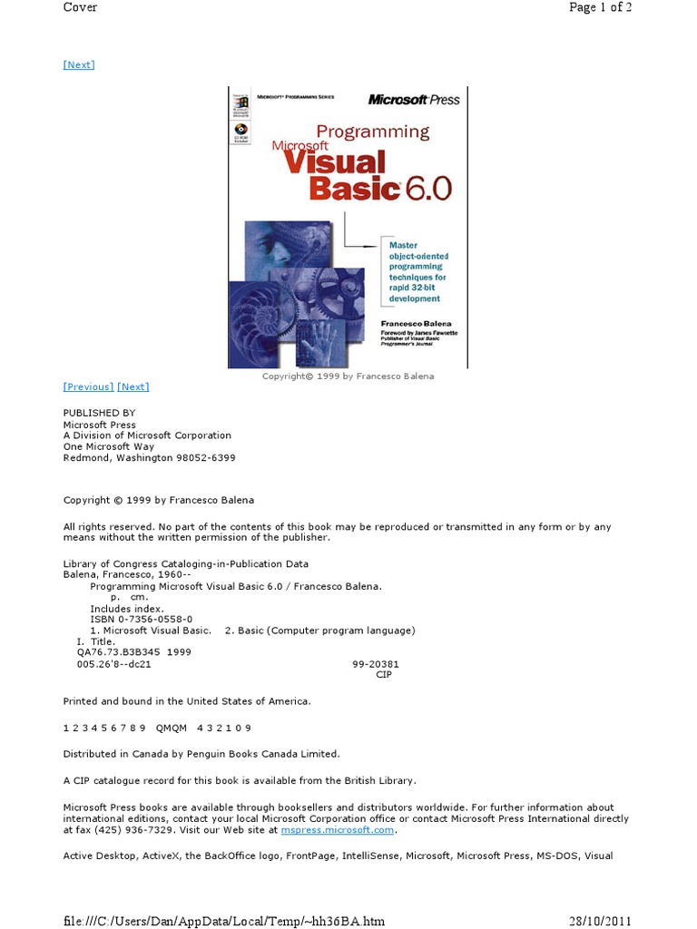 Microsoft Books - Programming Microsoft Visual Basic 6.0 - Book PDF ...
