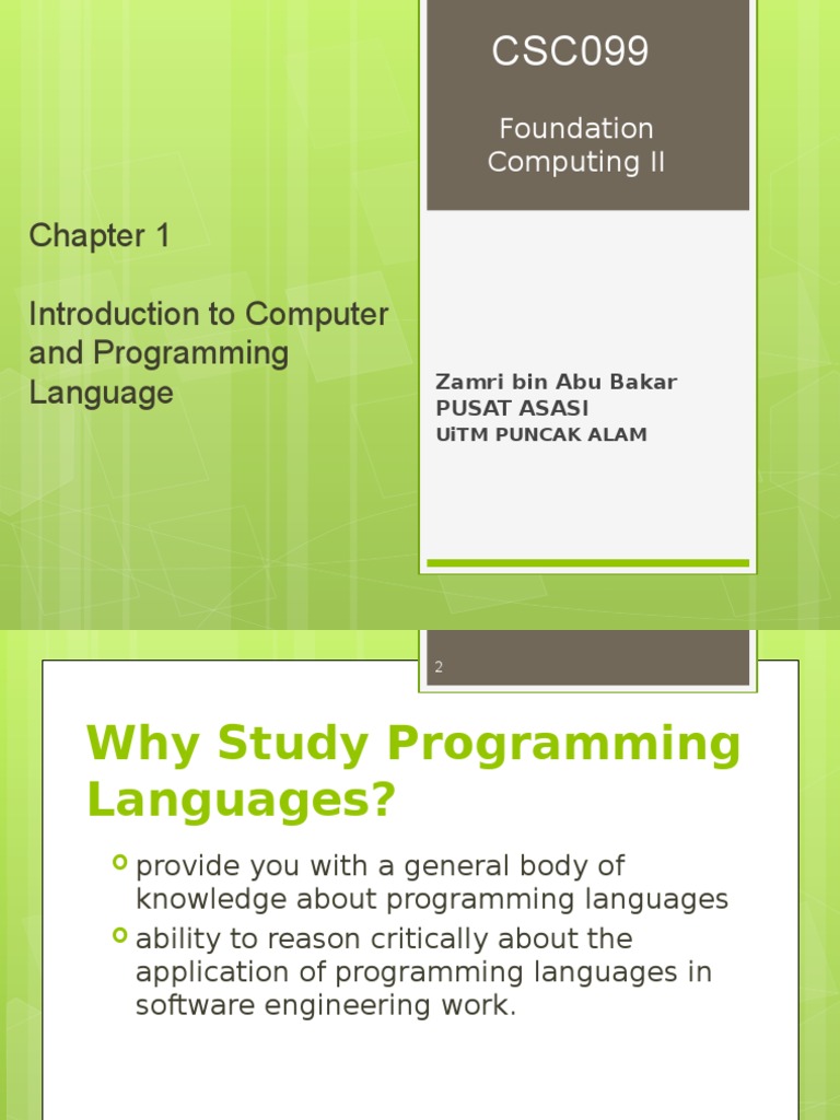Chapter 1 - Intro to Programming Language | Computer Program | Assembly ...