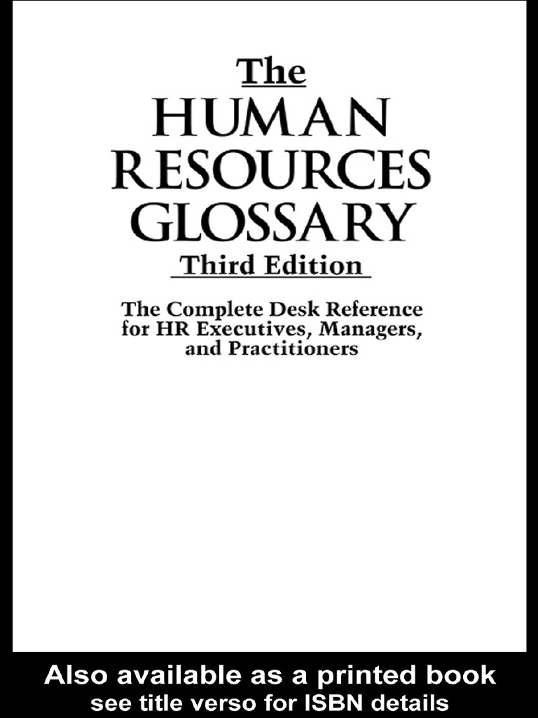 Personnel Management The Human Resources Glossary The Complete