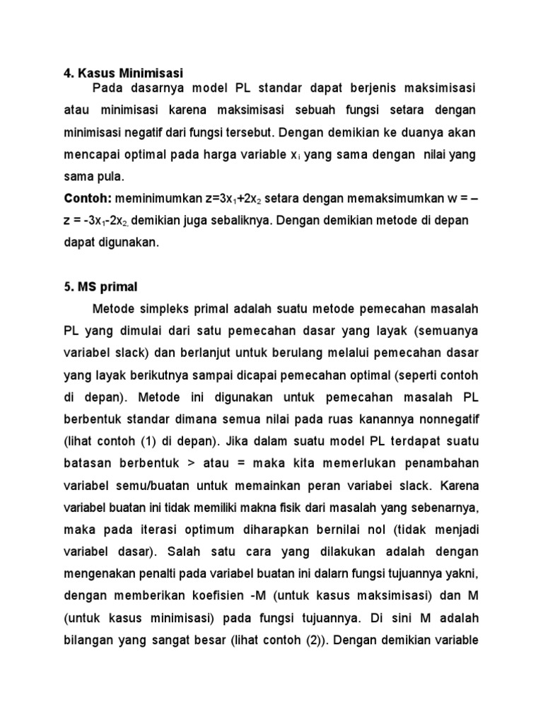 Kasus dan Metode Minimisasi PL | PDF