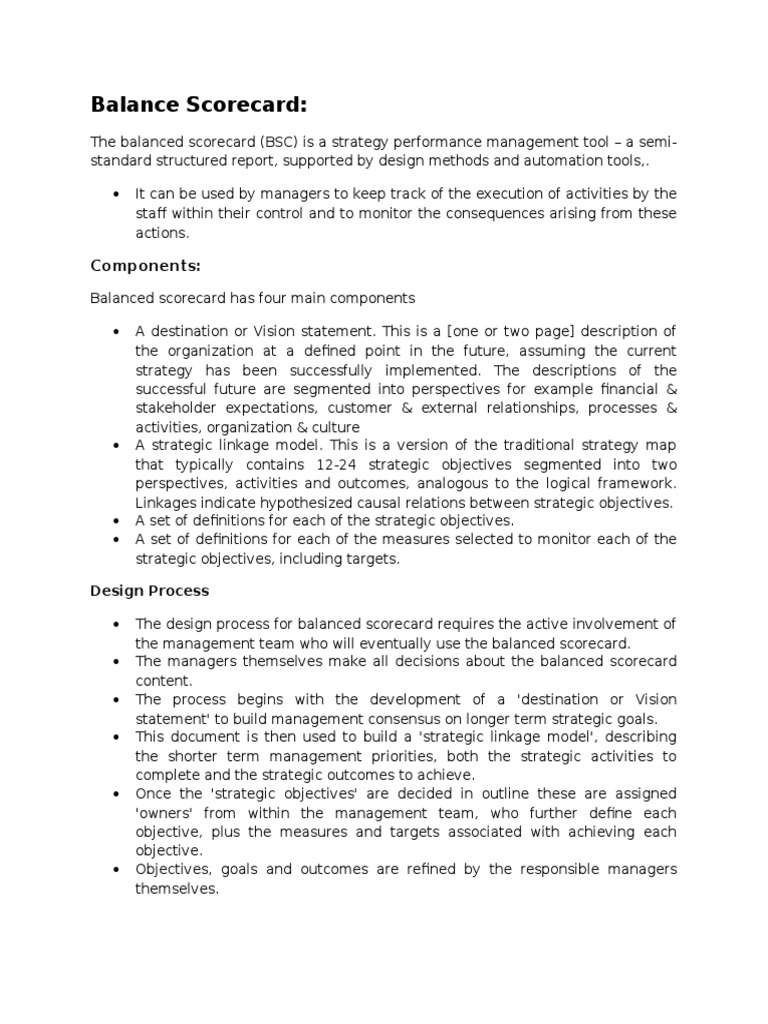 Balanced Scorecard Strategy Overview | PDF | Strategic Management ...