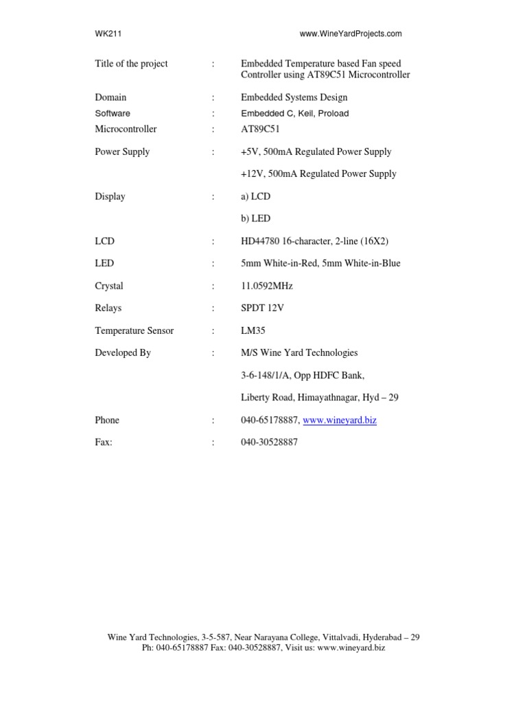 Embedded Fan Speed Controller Project | PDF | Microcontroller | Analog ...