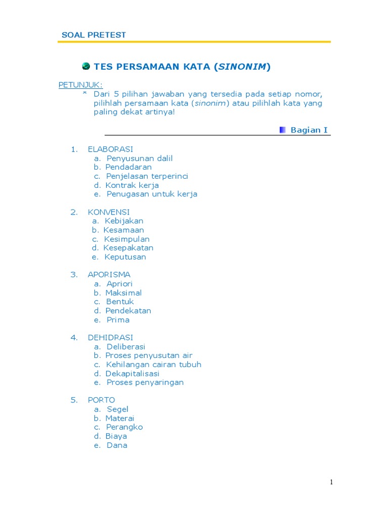 Soal Pretest