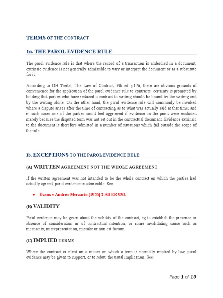 Understanding Parol Contracts | PDF | Contractual Term | Parol Evidence ...