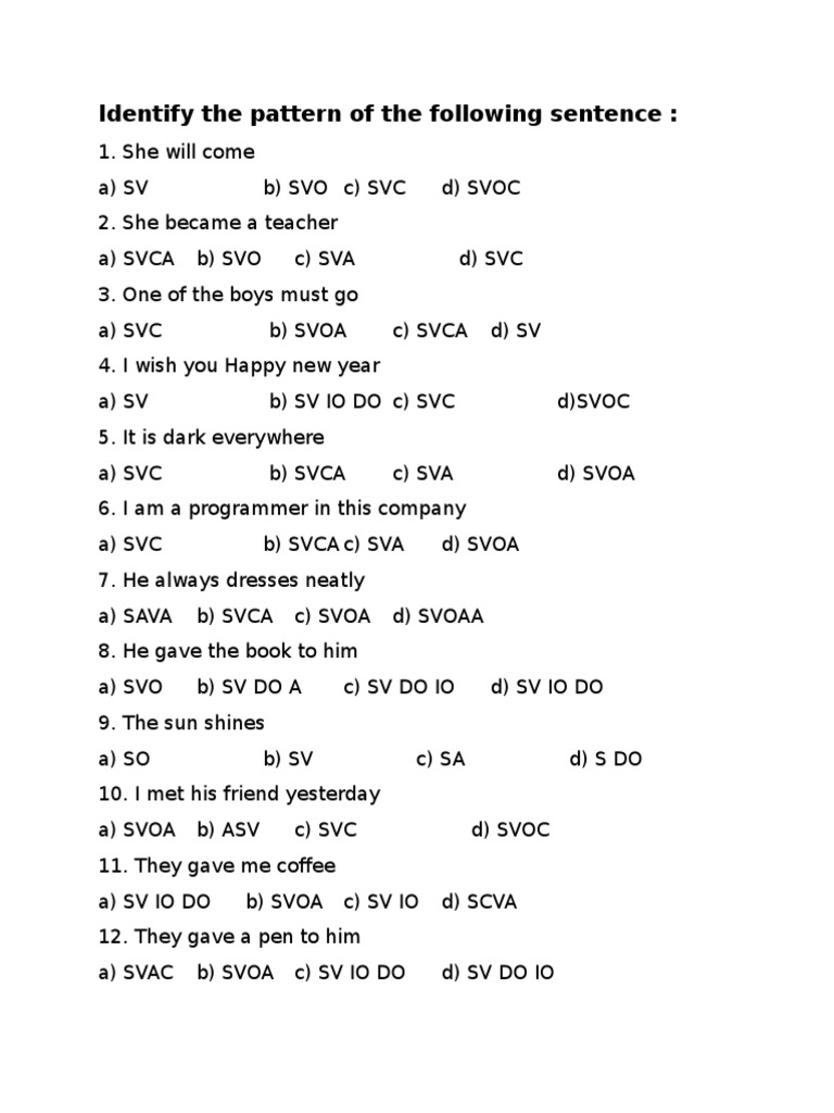 sentence-pattern-exercise