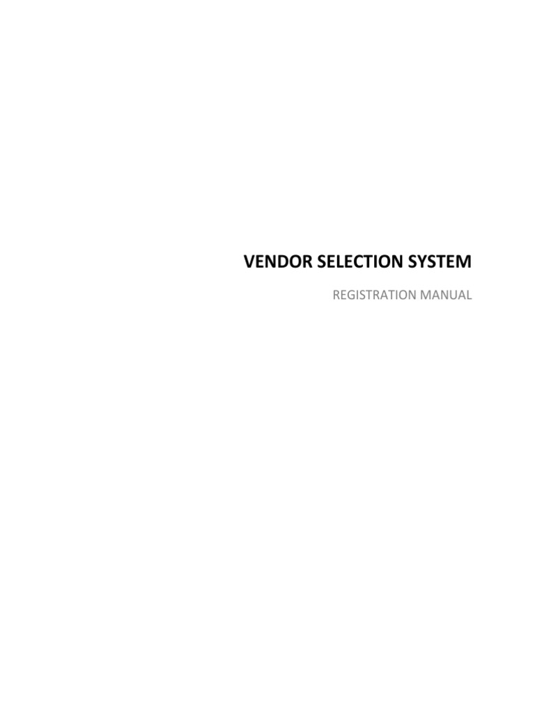 Vendor Selection System Manual | PDF
