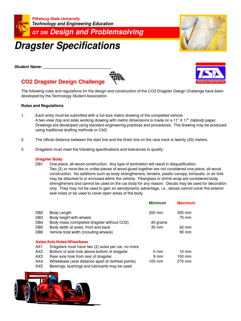Co2 Dragster Specs | PDF | Wheel | Engineering Tolerance