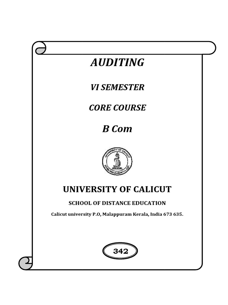 Auditing Auditing Auditing: B Com B Com B Com | PDF | Audit | Expense
