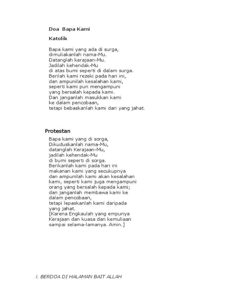 Doa Bapa Kami Pdf
