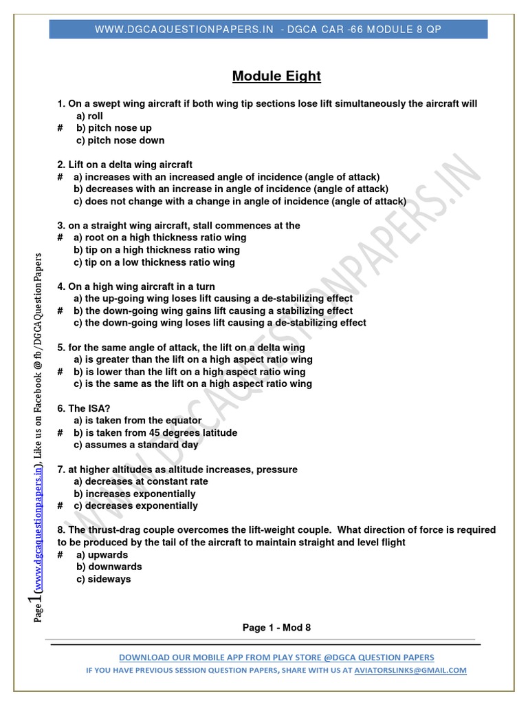 Dgca Module 8 Full PDF Stall (Fluid Mechanics) Lift (Force)