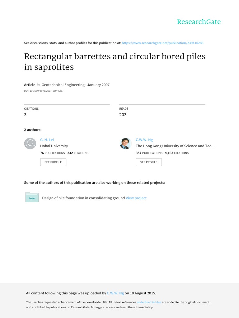 Barrettes Bored Piles Printed | PDF | Deep Foundation | Geotechnical ...