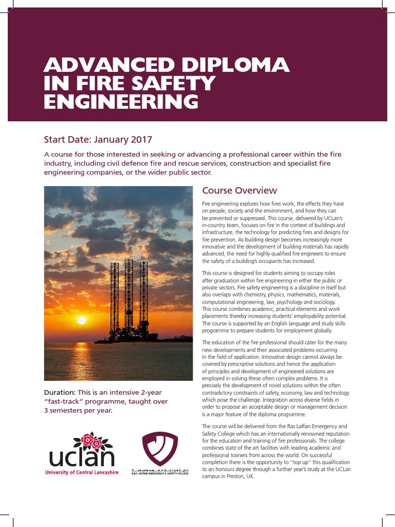 AdvDip Fire Safety Engineering PDF Diploma Engineering