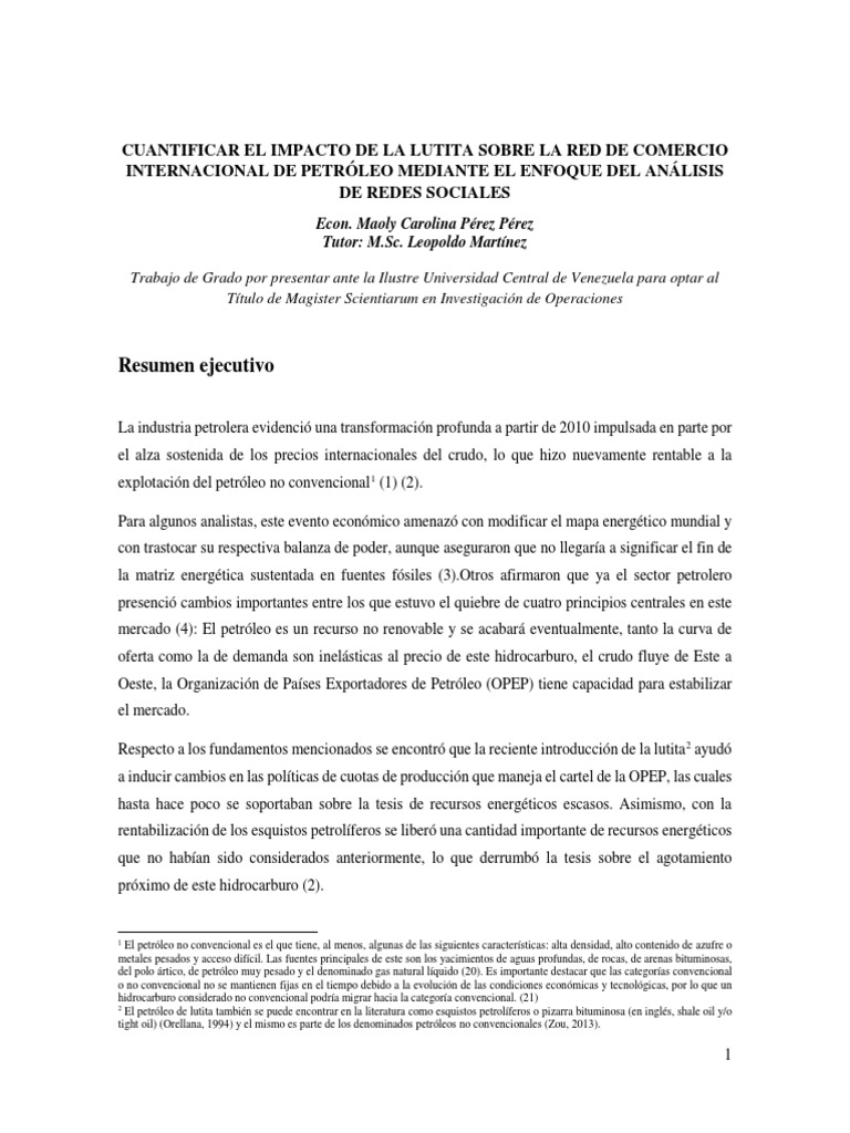 Resumen Ejecutivo Tesis de Petróleo y El ARS OPEP