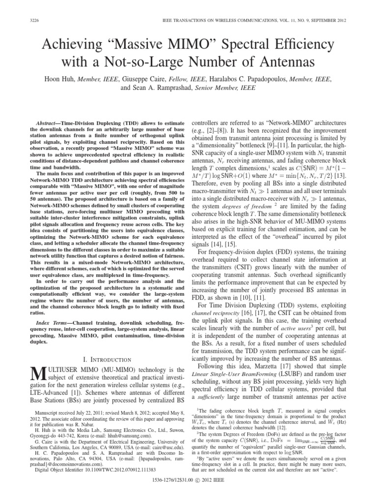 Network-MIMO for Enhanced Spectral Efficiency | PDF | Duplex ...