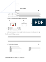 Test paper questions on food, family and utensils