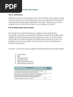 Part A: Introductions: W1: Introductions and Initial Status Report