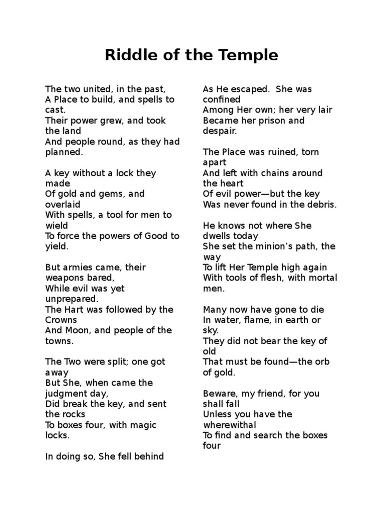 Riddle of The Temple