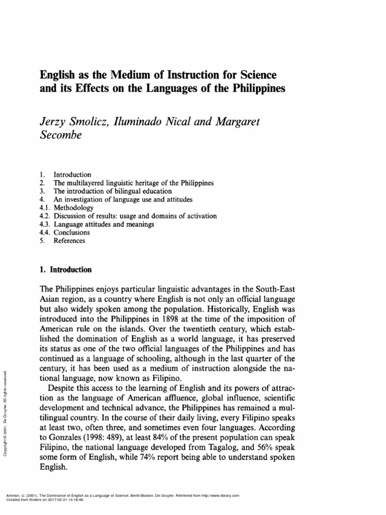 English As The Medium of Instruction For Science and Its Effects On The ...