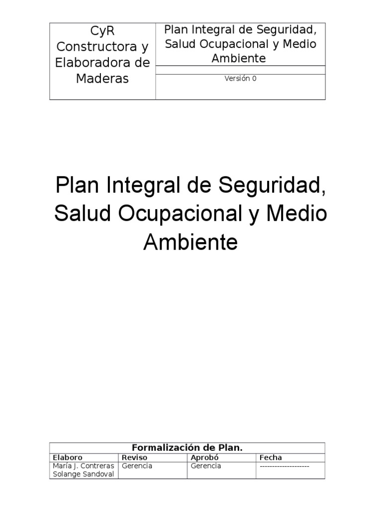 Plan Integral de Seguridad | PDF | La seguridad | Seguridad y salud ...