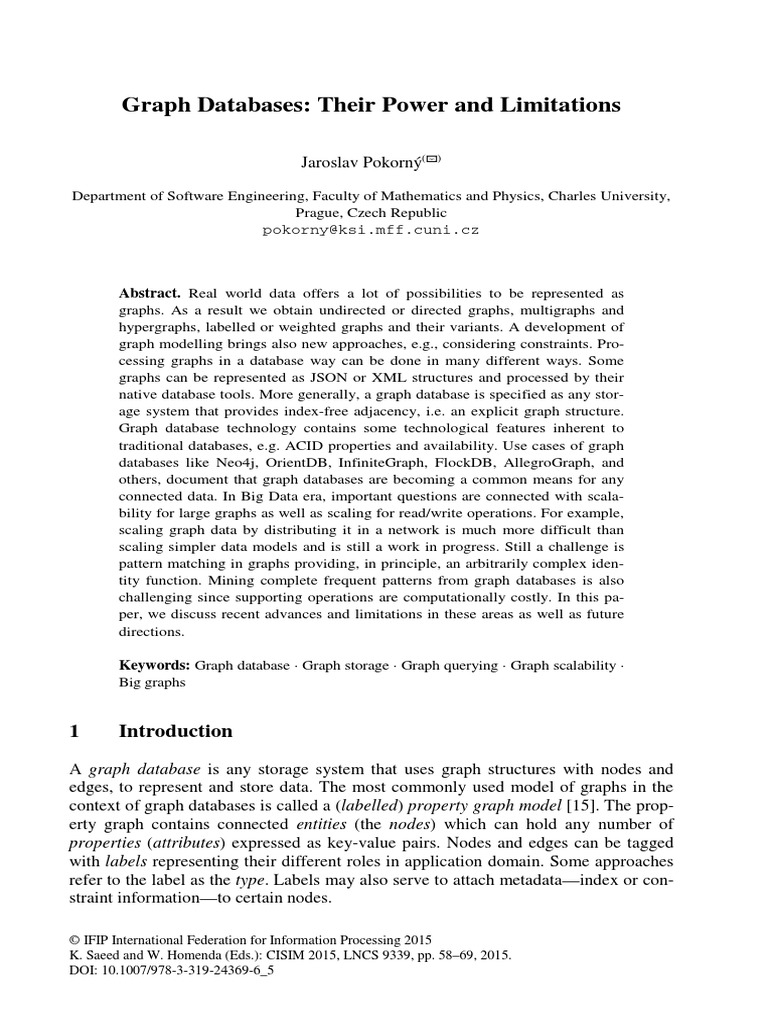 Graph Databases Their Power and Limitations PDF Databases