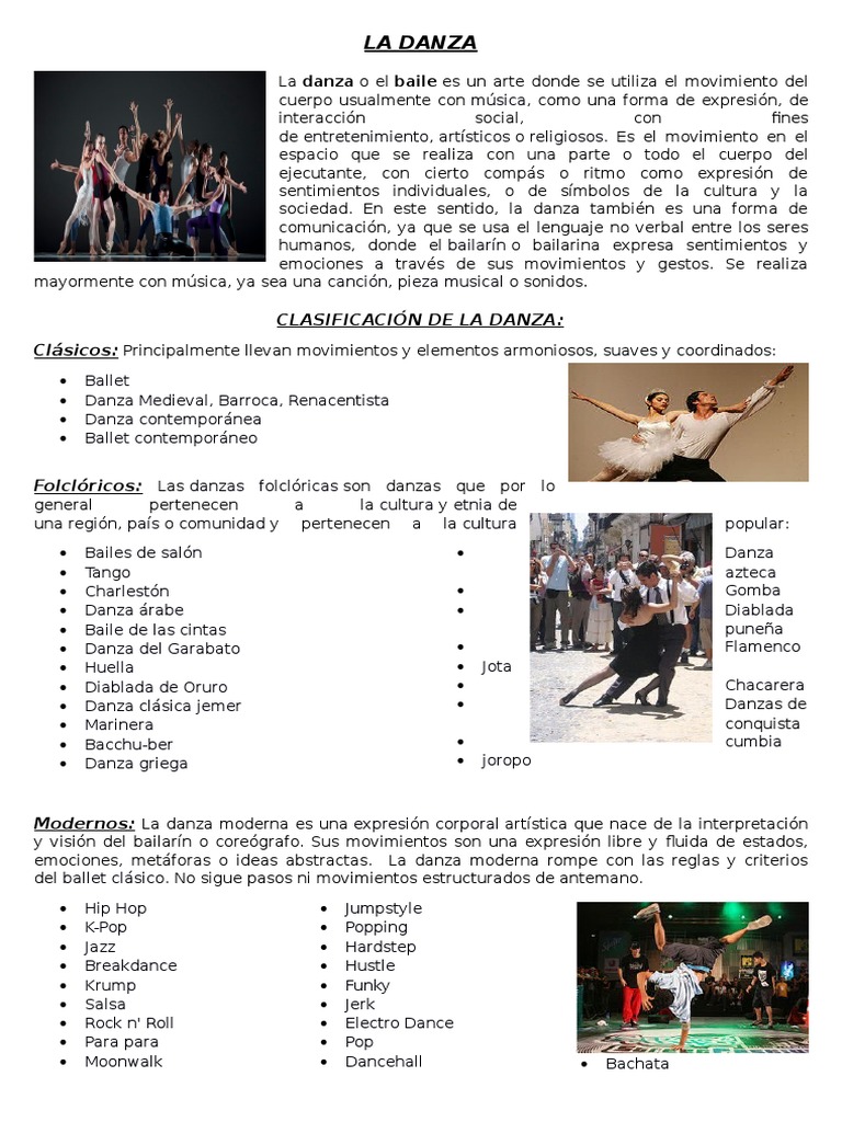 Tipos y Significado de la Danza | PDF | Bailes | Entretenimiento