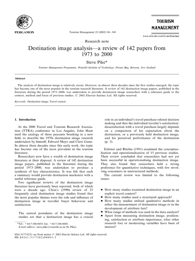 Essay about travel destination image