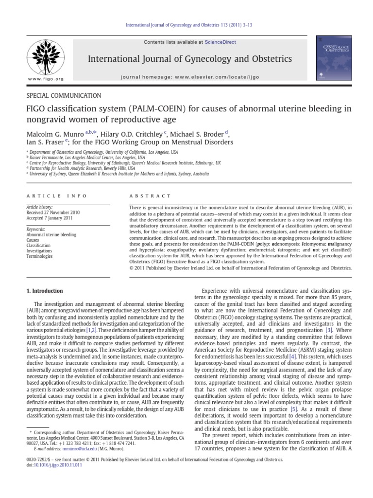 AUB Classification PDF | PDF | Estrogen | Survey Methodology