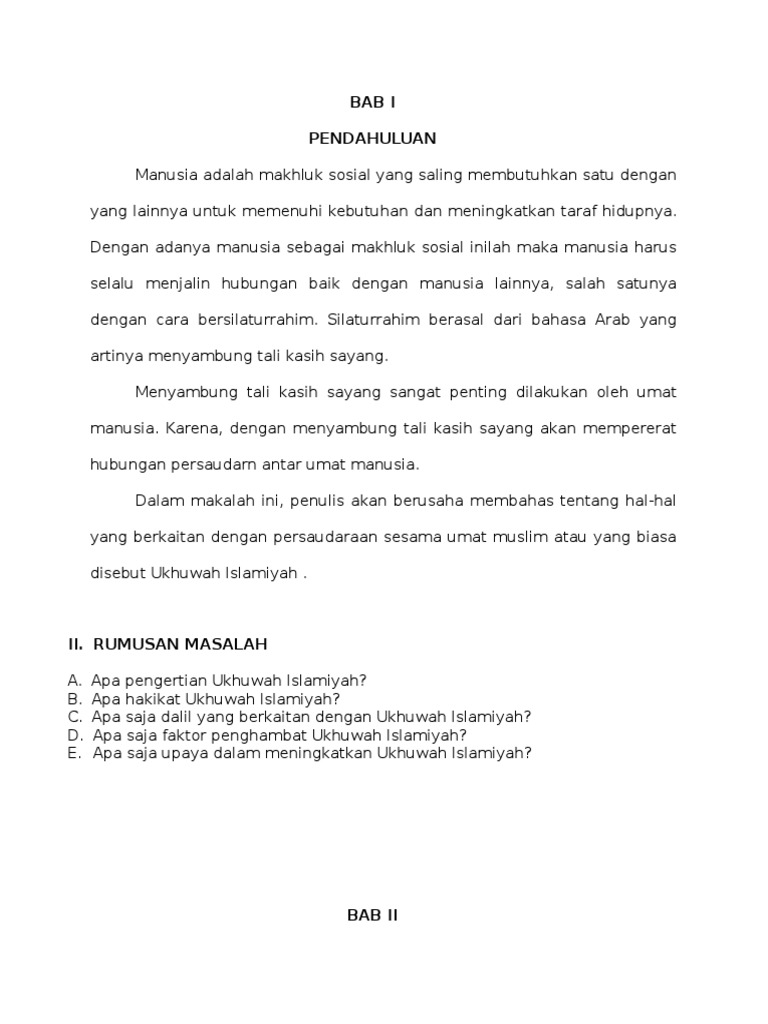 Makalah Ukhuwah Islamiyah