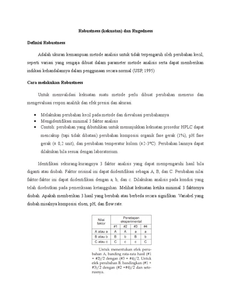 Uji Robustness Metode Analisis | PDF