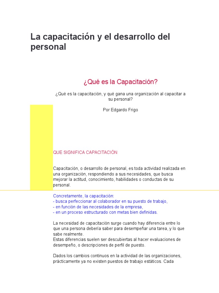 La Capacitación y El Desarrollo Del Personal | Descargar gratis PDF ...