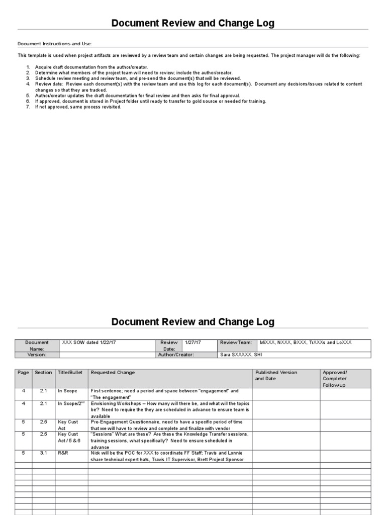 Document Review and Change Log | PDF | Computing | Computing And ...
