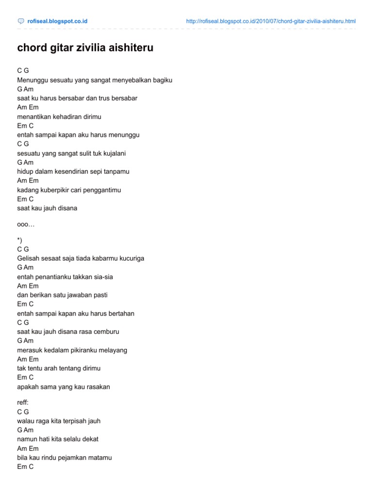 10 Chord Lagu Zivilia | Basgalanos