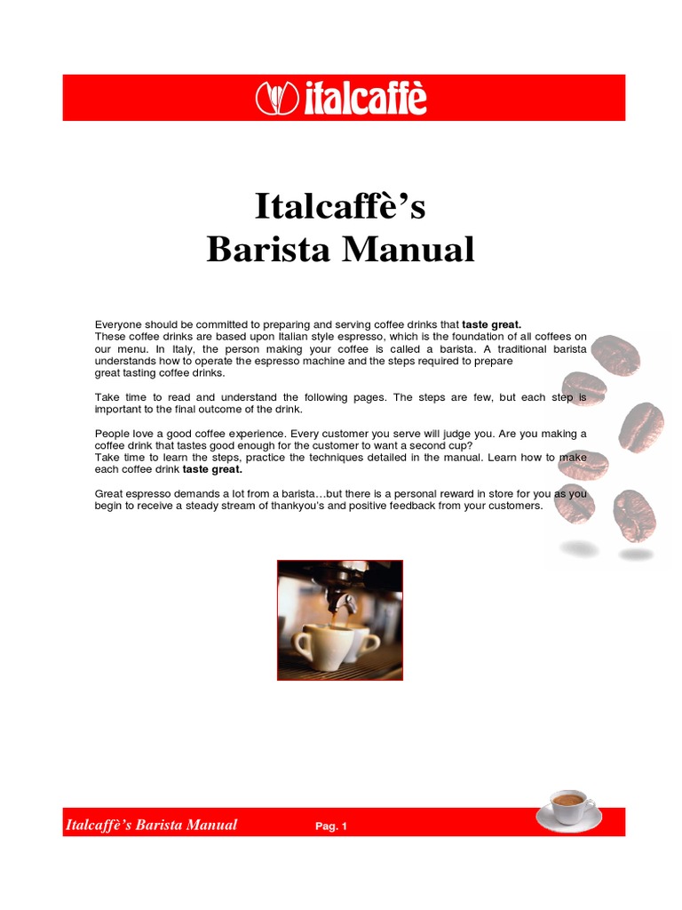 Italcaffe S Barista Manual PDF PDF Coffee Drink