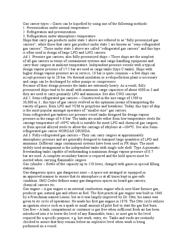 Gas Carrier Types PDF Gases Industries