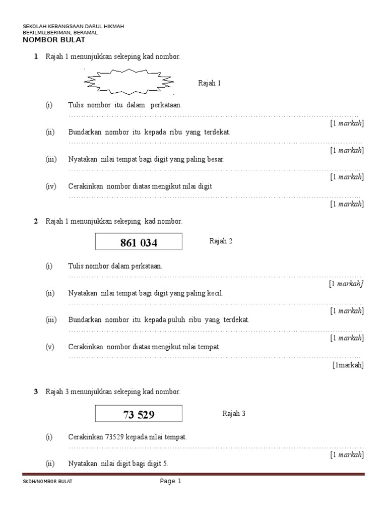 No Bulat Nilai Digit Tempat Cerakin Bundar Pdf
