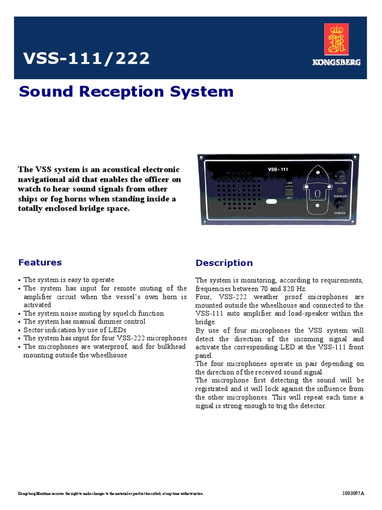 VSS-222 Sound Reception System Overview | PDF | Microphone | Electronics