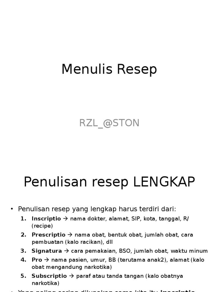 Panduan Penulisan Resep Obat Lengkap | PDF | Kesehatan Holistik